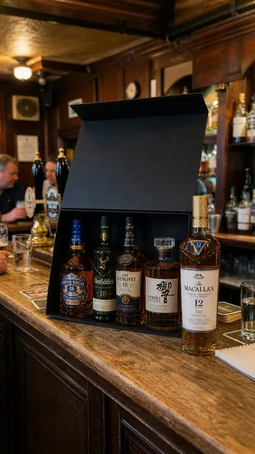 Pure Whisky collection presented at a traditional bar